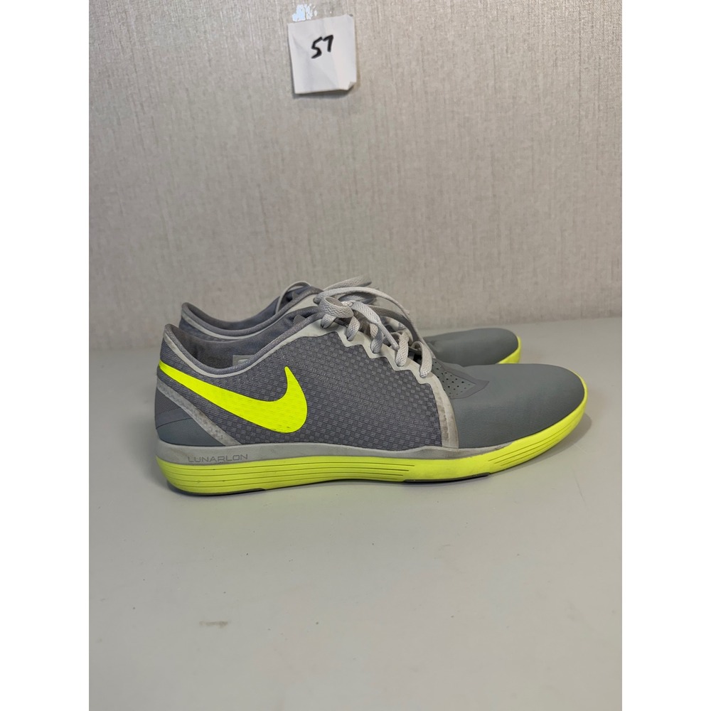 Nike Lunarlon Women Training Shoes Grey Volt Neon 818062-007 Size 8.5